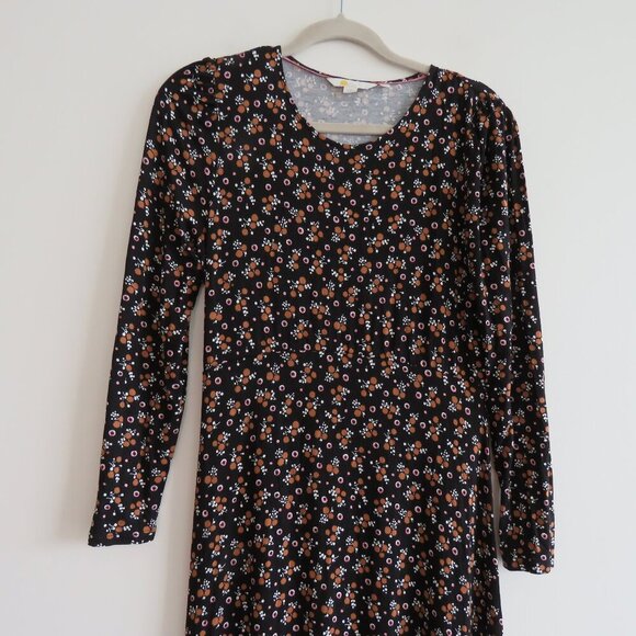 BODEN Crew Neck Jersey Midi Dress in Ditsy Dotty Floral Fall Cottagecore US 4P - Picture 3 of 15